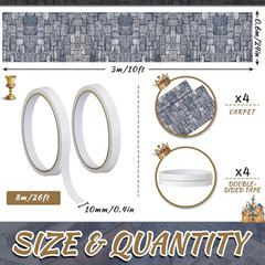 4 Pack 10Ft Cobblestone Aisle Runners Medieval Party Decorations Polyester Brick