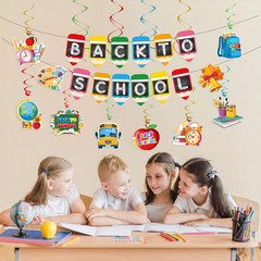 21Pcs Back to School Decorations Banners Hanging Swirls Cake Topper for First Da