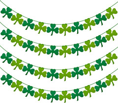 4 Pack Felt Shamrock Garland Banner St. Patrick’S Day Decorations NO DIY Green S