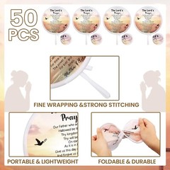 Tradder 50 Pcs Christian Religious Church Fans Folding Hand Fans Wedding Fans…