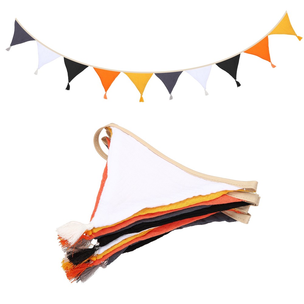 3.1m/10.2ft Fabric Pennant Banner, Pennant Banner Flags, Vintage Orange/Black