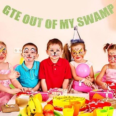 Pre-Strung Party Decorations Get out of my Swamp Bunting Banner Green Glitter…