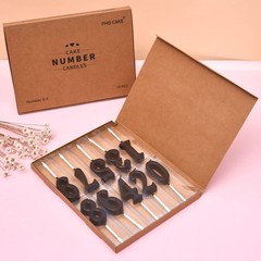 PHD CAKE 10-Pieces Black Numeral Birthday Candles, Cake Candles
