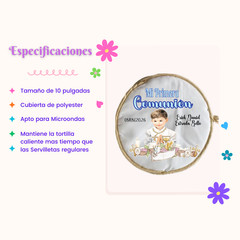 Recuerdo para Primera comunion, Tortillero Personalizado / Tortilla warmer