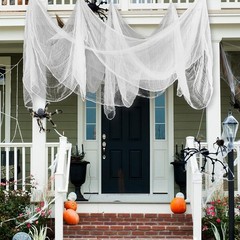 «400»» X 85″» Halloween Creepy Cloth Decoration, Large White Spooky Fabric Cloth