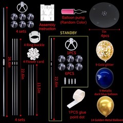 4 Set Navy Blue Gold Balloons Stand Kit for Graduation Decorations 2026,Ballo…