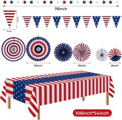 Patriotic 4th of July Decorations Set 9 Pcs Red White Blue Party Supplies