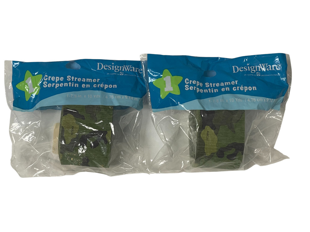 (2) MILITARY ARMY CAMOUFLAGE CAMO CREPE STREAMER – PARTY SUPPLIES