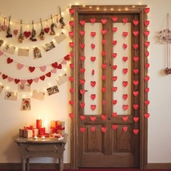 8 Pcs 8.2ft Valentine’s Day Decorations – 80 Pcs 3D Glitter Heart Garland, Roman