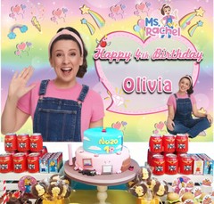 Ms Rachel Personalised Custom Backdrop Party Decoration Background Vinyl 5x3ft