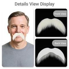 2Pcs Men Fake Mustache Realistic Mustaches Fake Facial Hair Beard for Cosplay