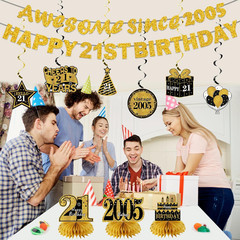 11Pcs 21St Birthday Decorations Kit for Men Women, Black Gold Happy 21St Birthda