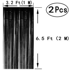 Black Orange Metallic Tinsel Foil Fringe Curtains – Halloween Graduation Part…