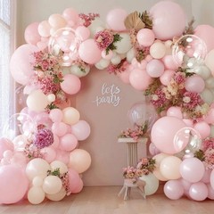 Pastel Pink White Balloon Arch Double Light Pink White Sand Beige Balloon Gar…