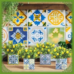 Giegxin Blue Tiles Lemon Table Centerpiece Decor Amalfi Coast Box Multi Color