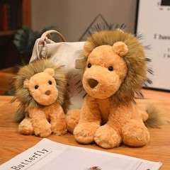Cute Lion Plush Toy Set Mini Keychain Stuffed Lion Doll 2 Sizes for Gift Decor