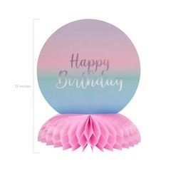 Fun Express Pastel Dip Dye Happy Birthday Party Honeycomb Centerpiece, 7 1/2″ x