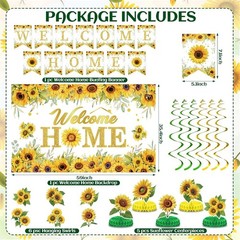 «Welcome Home» Decorations Sunflower Banner Centerpieces NEW