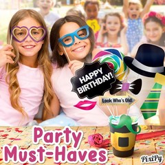 Delightful 54-Pc Multicolored Photo Booth Props Kit for Memorable Birthdays