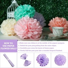 15PCS Pastel Paper Tissue Pom Poms Decoration Macaron Rainbow Candy Ice Cream…