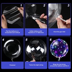10-50PCS LED Light Up Clear BOBO Balloons 20″ String Lights Birthday Christmas