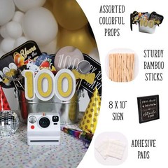 100th Birthday Photo Booth Props – 31-pc Selfie Props with 8 x 10-Inch Sign 4…