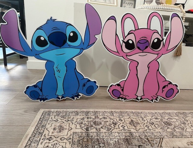 Stitch & Angel cutouts 2ft, Two props, Luau Theme