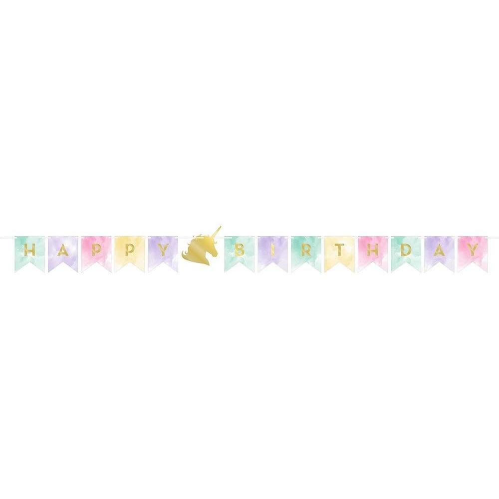 Unicorn Happy Birthday Multicolour Bunting Party Hanging Decoration Banners x
