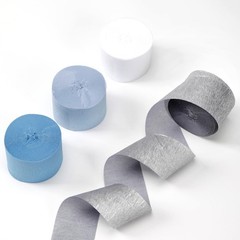 Light-Dusty Blue White-Silver Party-Decorations Streamers – 8 Rolls Graduatio…
