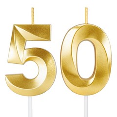 50th Birthday Candles for 1.92 inches x 1.36 x 0.4 inches, Gold
