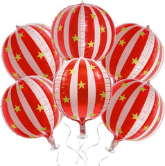 22 Inch 360 Degree 4D Stripe Blue Red Balloons, Aluminum Mylar Carnival Theme Pa