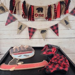 Party Decorations Supplies Lot Bear Outdoor Wildlife Lodge 2 Signs 3 Banners Hat