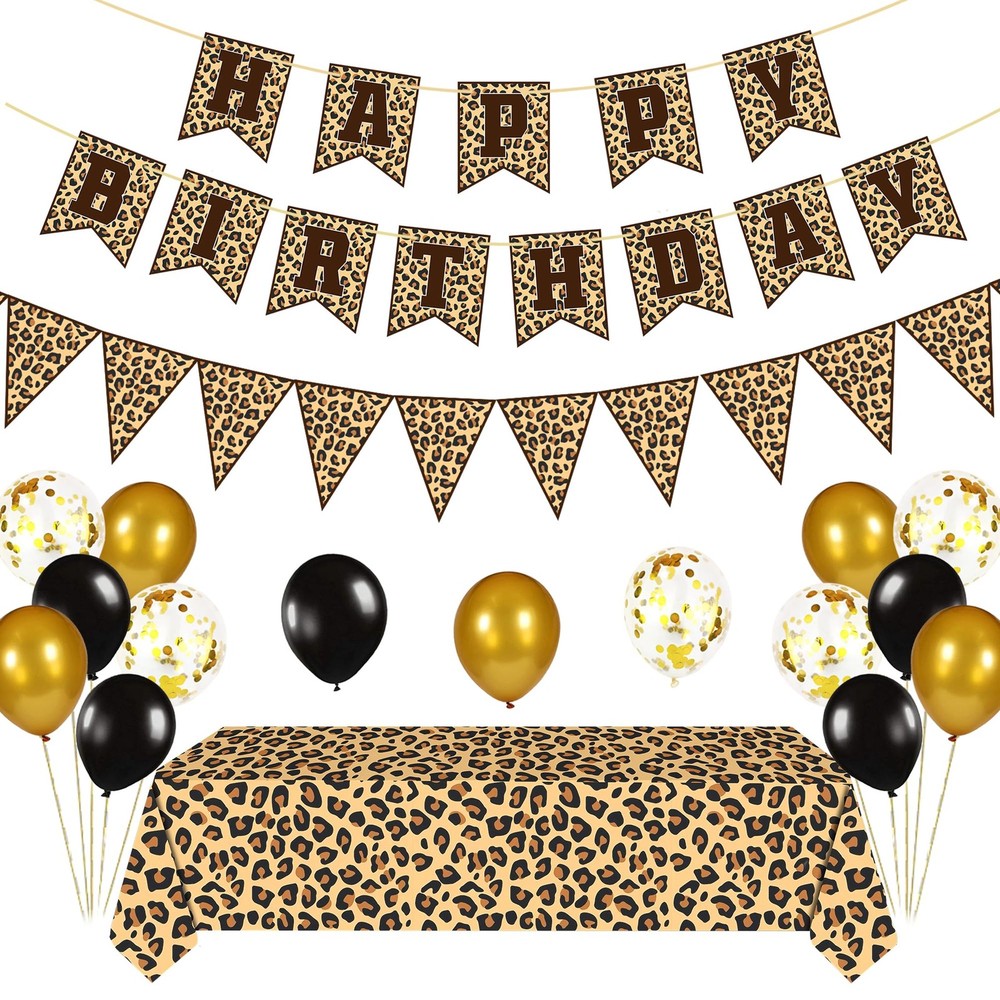 Leopard Party Decorations Cheetah Happy Birthday Banner Cheetah Theme Balloon…