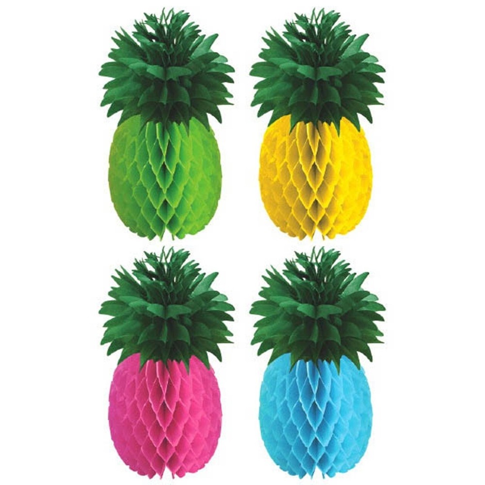 Honeycomb Pineapples 4 Ct Multi-color Summer Luau Centerpieces