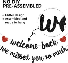 Glitter Black Welcome Back We Missed You So Much Banner,NO DIY,for Welcome Ho…