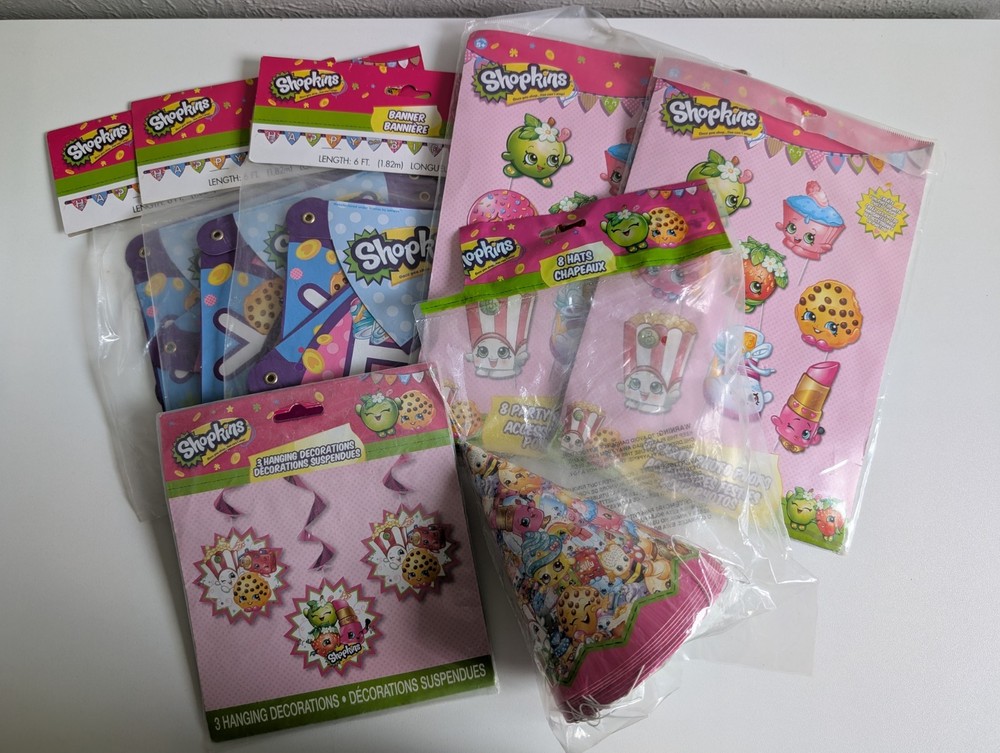 Shopkins Birthday Party Banner,Hats,Hanging decorations And Props