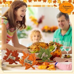 3PCS Thanksgiving Maple Leaf Wood Decor Fall Table Centerpiece Decorations