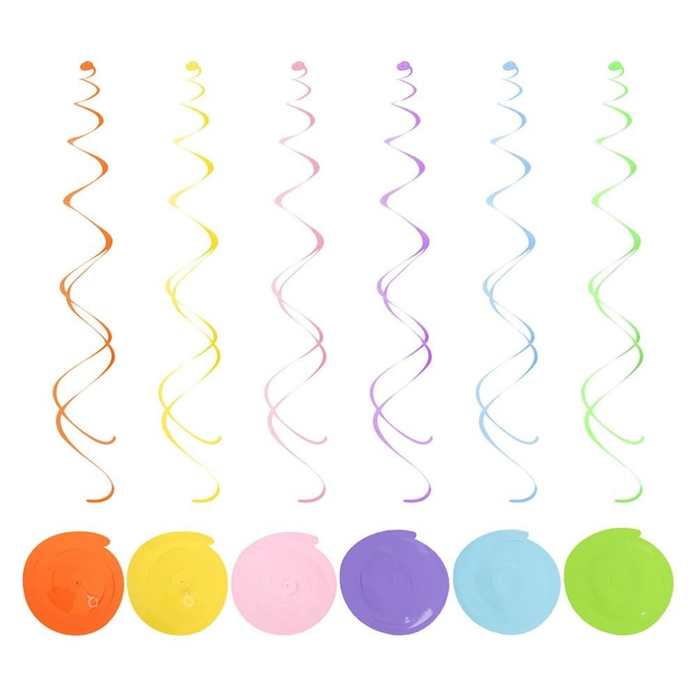 Macaron Rainbow Pastel Foil Hanging Swirl Party Spiral Streamer Decor 36 PCS