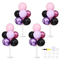 Pink and Purple Black Balloons Table Centerpieces Stand Kit for Table 4 Sets,…