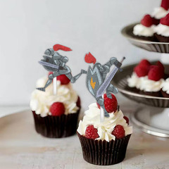 18Pcs Glitter Dessert Cupcake Topper Pick for Medieval Knights Soldier Theme Dec