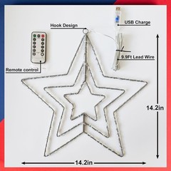 Elegant Iron Frame Star Lights with Timer – Perfect for Patriotic Celebrations