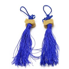 2Pcs Silky Nylon Chinese Tassel Pendant Blue for Car and Room Decoration