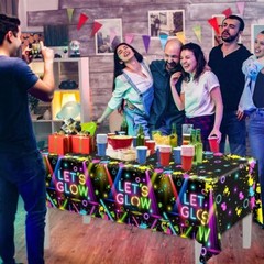 HAKOTI 3Pack Glow Neon Party Tablecloth – Let Theme Let’s
