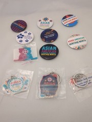 Asian American & Pacific islander Pins, Buttons,Keychain, Braclets