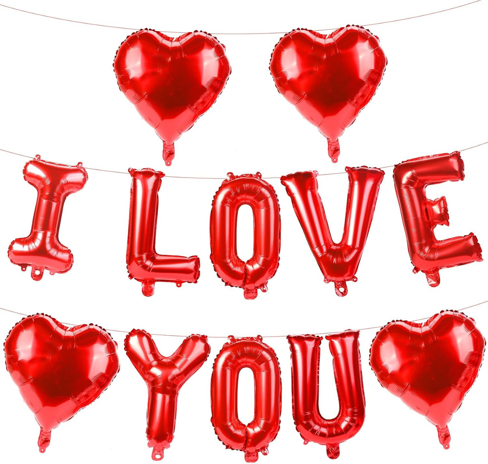 I Love You Balloons, 12 PCS Valentines Day Decorations Balloons, 18 Inch Balloo