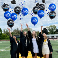 18 Pack Graduation Decorations 2026 Latex Balloons – 12 Inch Blue Black Congrats