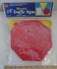 Vintage Beistle 3 -8″ Plastic Traffic Signs Party Decorations New 1995 NOS~STOP+
