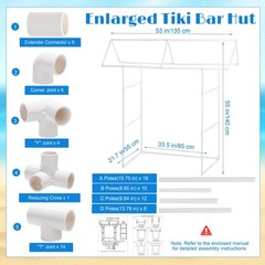 115 Pieces Hawaii Tiki Bar Kit Include 53 x 21.7 x 55 Inch Large Hawaiian Bar…