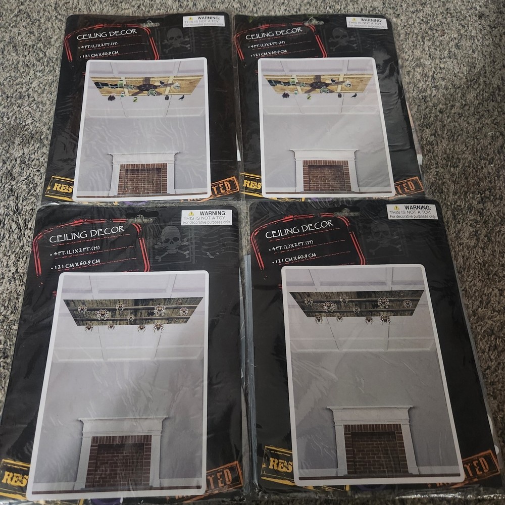 4 Packs Halloween Decoration Ceiling Decor 4′ X 2′ Spiders Fan