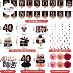 40Th Birthday Decorations for Women, 40 Year Old Black Rose Gold Vintage AWESOME